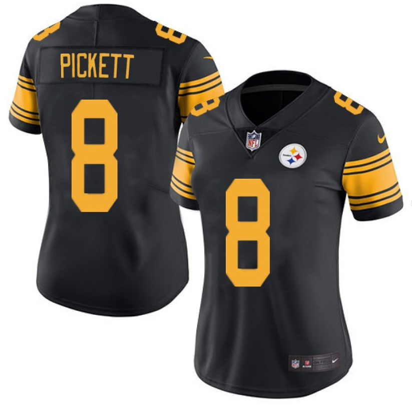 Women's Pittsburgh Steelers #8 Kenny Pickett Black Color Rush Limited Stitched Jersey