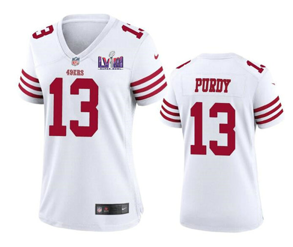Women's San Francisco 49ers #13 Brock Purdy White Super Bowl LVIII Patch Football Stitched Jersey