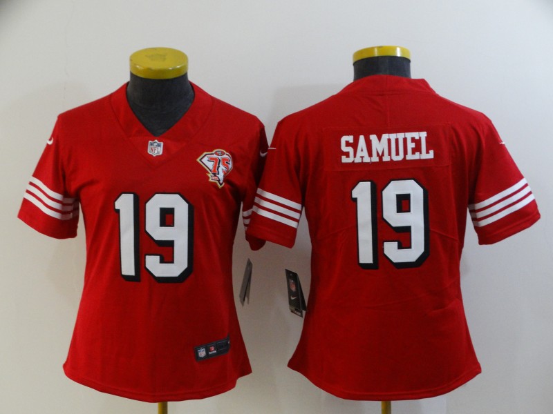 Women's San Francisco 49ers #19 Deebo Samuel Scarlet 75th Anniversary Stitched Jersey