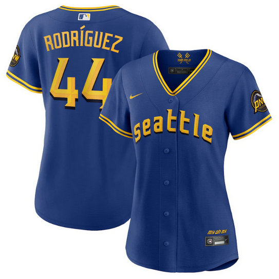 Women's Seattle Mariners #44 Julio Rodriguez Royal 2023 City Connect Stitched Baseball Jersey