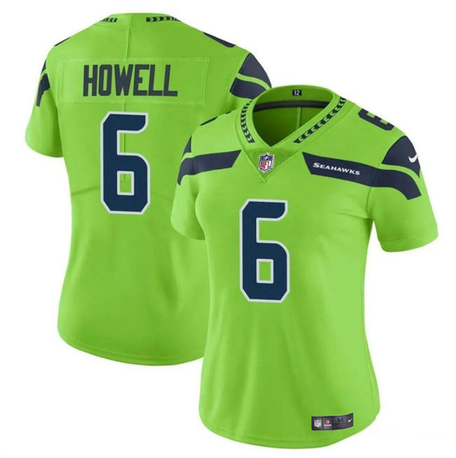 Women's Seattle Seahawks #6 Sam Howell Green Vapor Limited Stitched Football Jersey(Run Small)
