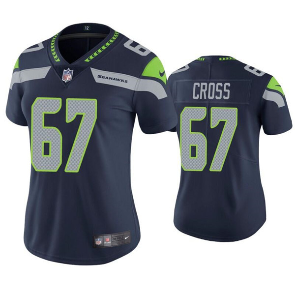Women's Seattle Seahawks #67 Charles Cross Navy Untouchable Limited Stitched Jersey