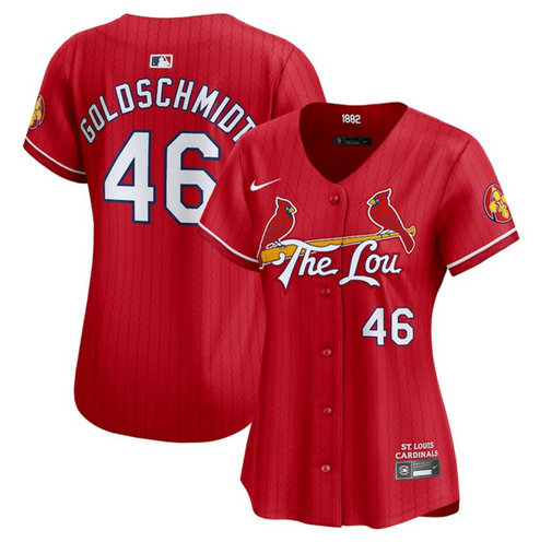 Women's St. Louis Cardinals #46 Paul Goldschmidt Red 2024 City Connect Limited Stitched Baseball Jersey