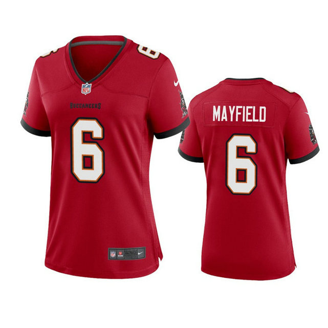 Women's Tampa Bay Buccanee #6 Baker Mayfield Red Stitched Game Jersey