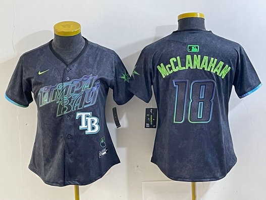 Women's Tampa Bay Rays #18 Shane McClanahan Charcoal 2024 City Connect Limited jerseys 2