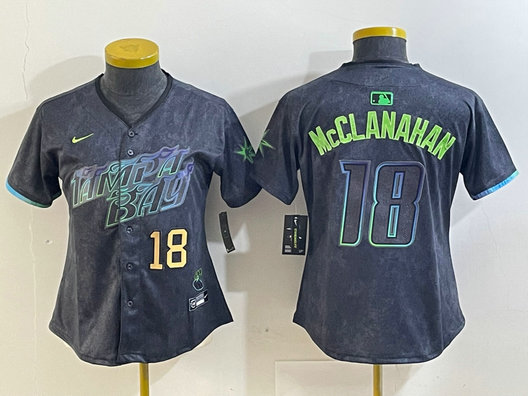 Women's Tampa Bay Rays #18 Shane McClanahan Charcoal 2024 City Connect Limited jerseys