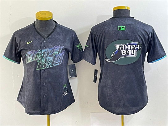 Women's Tampa Bay Rays Team Big Logo Charcoal 2024 City Connect Limited Stitched Baseball Jersey