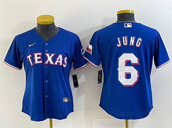Women's Texas Rangers #6 Josh Jung Royal With Patch Stitched Baseball Jersey