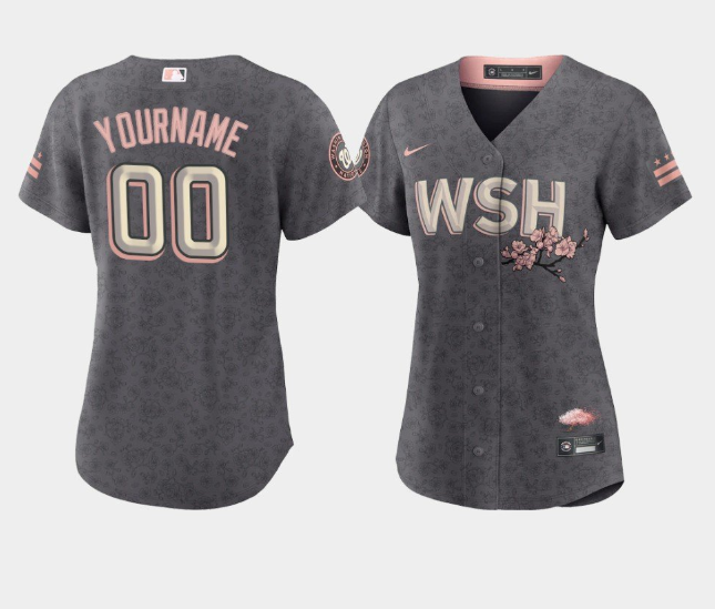 Women's Washington Nationals Active Player Custom 2022 Grey City Connect Cherry Blossom Stitched Jersey
