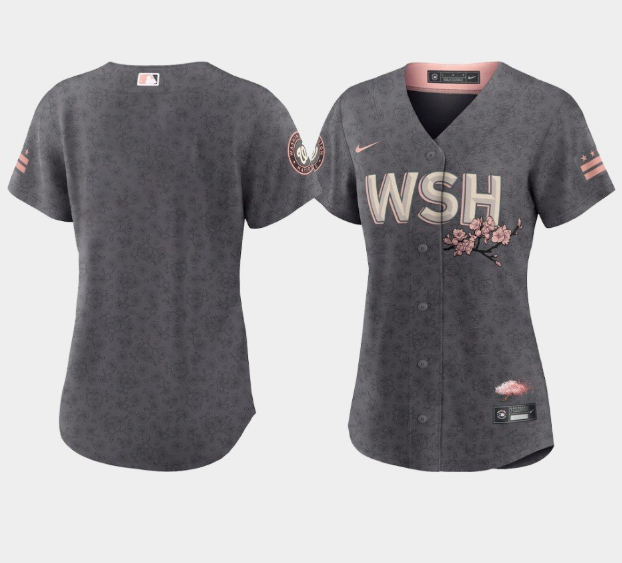 Women's Washington Nationals Blank 2022 Grey City Connect Cherry Blossom Stitched Jersey