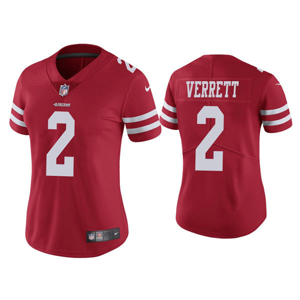 Women 49ers #2 Jason Verrett Red Vapor limited Jersey