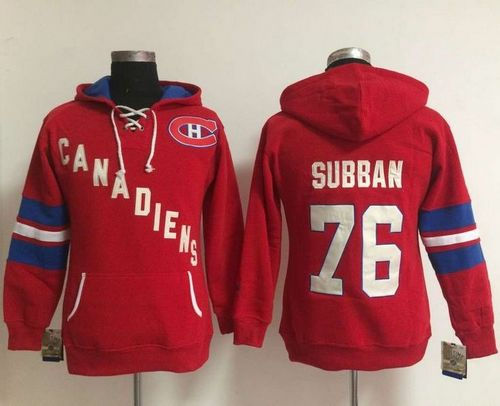 Women Montreal Canadiens 76 P.K Subban Red Old Time Heidi NHL Hoodie
