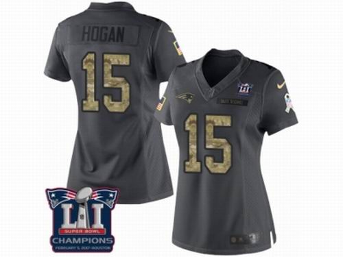 Women Nike New England Patriots #15 Chris Hogan Limited Black 2016 Salute to Service Super Bowl LI Champions NFL Jersey