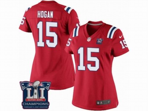 Women Nike New England Patriots #15 Chris Hogan Red game Super Bowl LI Champions NFL Jersey