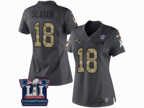 Women Nike New England Patriots #18 Matthew Slater Limited Black 2016 Salute to Service Super Bowl LI Champions NFL Jersey