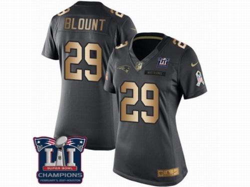 Women Nike New England Patriots #29 LeGarrette Blount Limited Black Gold Salute to Service Super Bowl LI Champions NFL Jersey