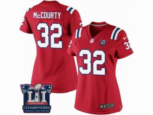Women Nike New England Patriots #32 Devin McCourty Red game Super Bowl LI Champions NFL Jersey