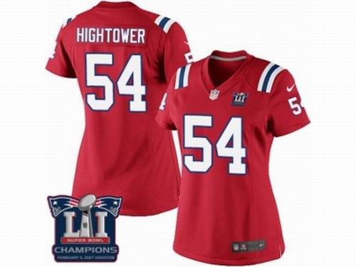 Women Nike New England Patriots #54 Dont'a Hightower Red game Super Bowl LI Champions Jersey