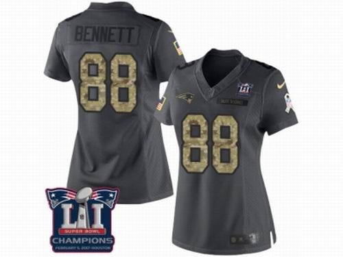 Women Nike New England Patriots #88 Martellus Bennett Limited Black 2016 Salute to Service Super Bowl LI Champions Jersey