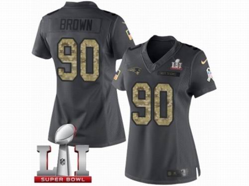 Women Nike New England Patriots #90 Malcom Brown Limited Black 2016 Salute to Service Super Bowl LI 51 Jersey