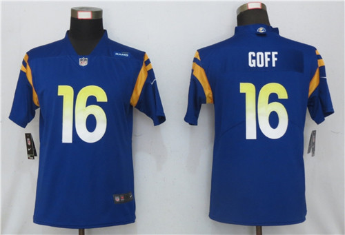Women Nike Rams 16 Jared Goff Royal 2020 New Vapor Untouchable Limited Jersey