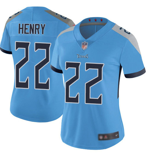Women Nike Titans 22 Derrick Henry Blue Women New Vapor Untouchable Player Limited Jersey
