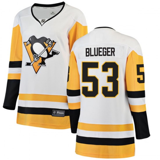 Women Penguins #53 Teddy Blueger White Hockey Jersey