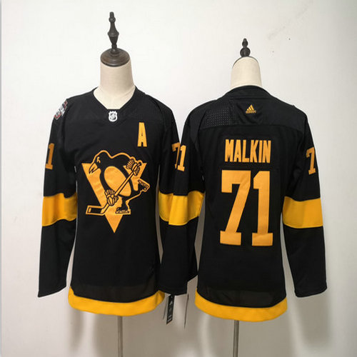 Women Penguins 71 Evgeni Malkin Black Women 2019 NHL Stadium Series Adidas Jersey