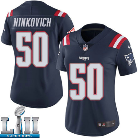 Womens Nike New England Patriots Super Bowl LII 50 Rob Ninkovich Limited Navy Blue Rush NFL Jersey