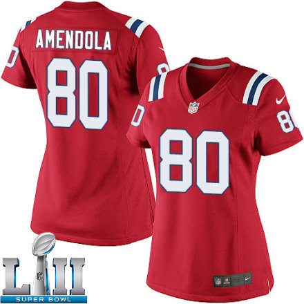 Womens Nike New England Patriots Super Bowl LII 80 Danny Amendola Limited Red Alternate NFL Jersey