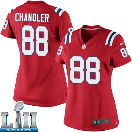 Womens Nike New England Patriots Super Bowl LII 88 Scott Chandler Limited Red Alternate NFL Jersey