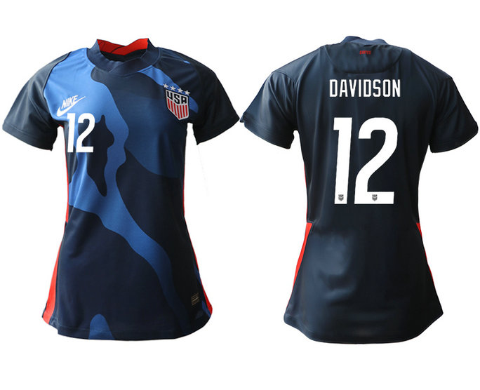 Womens USA #12 Davidson Away Jersey