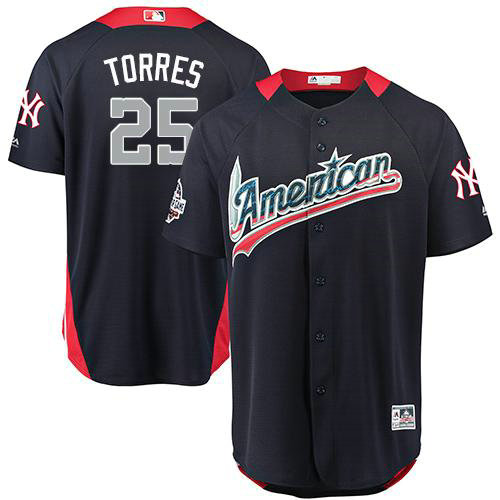 Yankees #25 Gleyber Torres Navy Blue 2018 All-Star American League Stitched Baseball Jersey