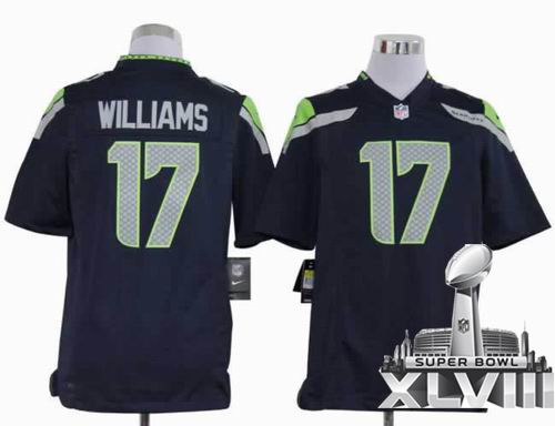 Youth 2012 Nike Seattle Seahawks 17# Mike Williams Game Team Color 2014 Super bowl XLVIII(GYM) Jersey