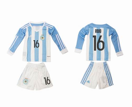 Youth 2016-2017 Argentina home #16 rojo long sleeve soccer jerseys