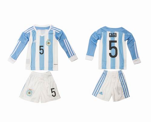 Youth 2016-2017 Argentina home #5 gaco long sleeve soccer jerseys