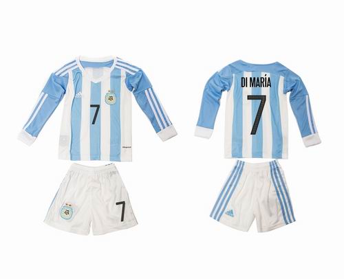 Youth 2016-2017 Argentina home #7 dimaria long sleeve soccer jerseys