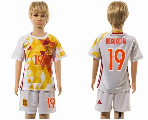 Youth 2016 European Cup series Spain away #19 diego costa soccer jerseys