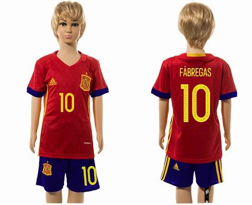 Youth 2016 European Cup series Spain home #10 fabregas soccer jerseys
