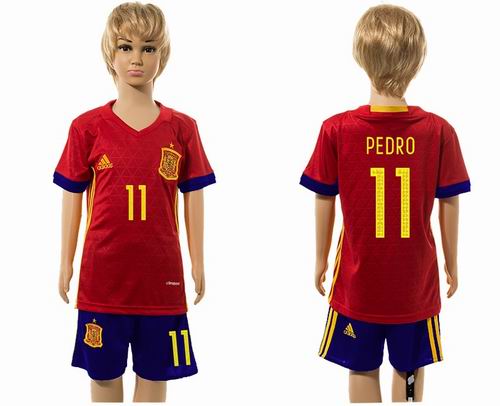 Youth 2016 European Cup series Spain home #11 pedro soccer jerseys