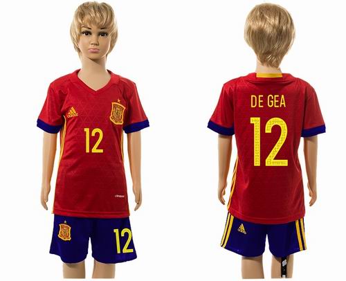 Youth 2016 European Cup series Spain home #12 de gea soccer jerseys