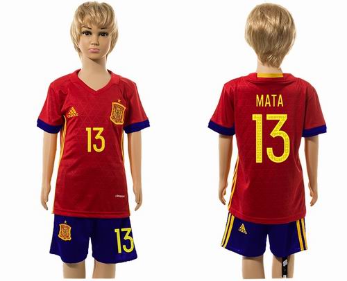 Youth 2016 European Cup series Spain home #13 mata soccer jerseys