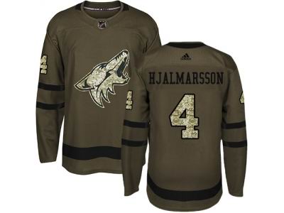 Youth Adidas Phoenix Coyotes #4 Niklas Hjalmarsson Green Salute to Service NHL Jersey