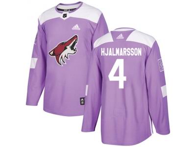 Youth Adidas Phoenix Coyotes #4 Niklas Hjalmarsson Purple Authentic Fights Cancer Stitched NHL Jersey