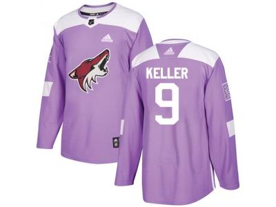Youth Adidas Phoenix Coyotes #9 Clayton Keller Purple Authentic Fights Cancer Stitched NHL Jersey