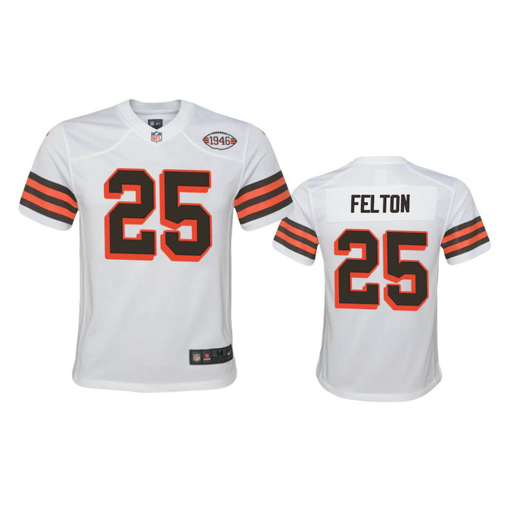 Youth Browns #25 Demetric Felton Nike 1946 Collection Alternate Game Limited NFL Jersey - White