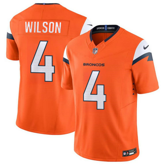 Youth Denver Broncos #4 Zach Wilson Orange 2024 F.U.S.E. Vapor Limited Stitched Football Jersey