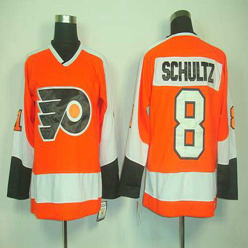 Youth Flyers 8 Dave Schultz Orange CCM Throwback Stitched NHL Jersey