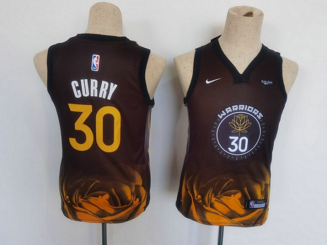 Youth Golden State Warriors #30 Stephen Curry 2022 2023 Black City Edition Stitched Basketball Jersey