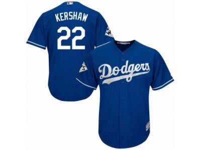 Youth Majestic Los Angeles Dodgers #22 Clayton Kershaw Replica Royal Blue Alternate 2017 World Series Bound Cool Base MLB Jersey